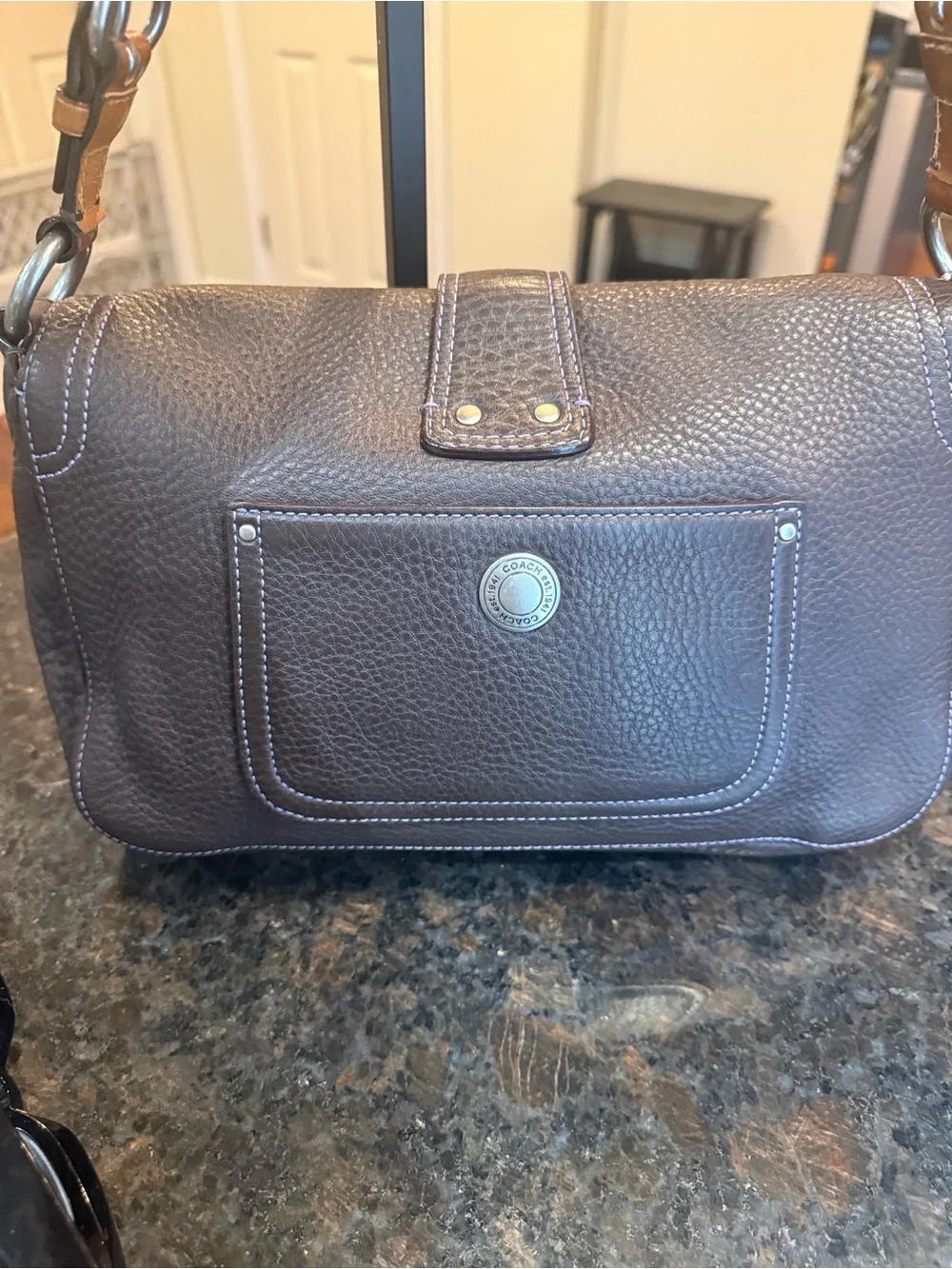 Vintage Coach Chelsea Pebbled Leather Hobo Shoulder Bag in Dark Brown
